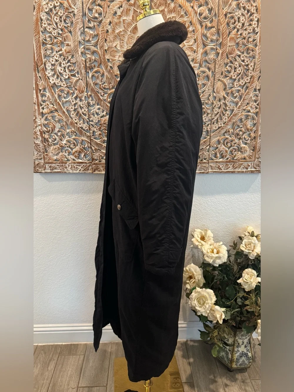 Eddie Bauer Women’s Black Goose Down Full Length Winter Parka, Long Coat- size L - Picture 8 of 14